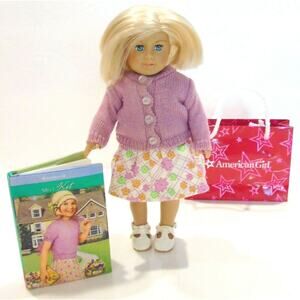 American Girl Kit Doll Mini 6.5" Cloth Body Meet Outfit Sweater Skirt Shoes Book